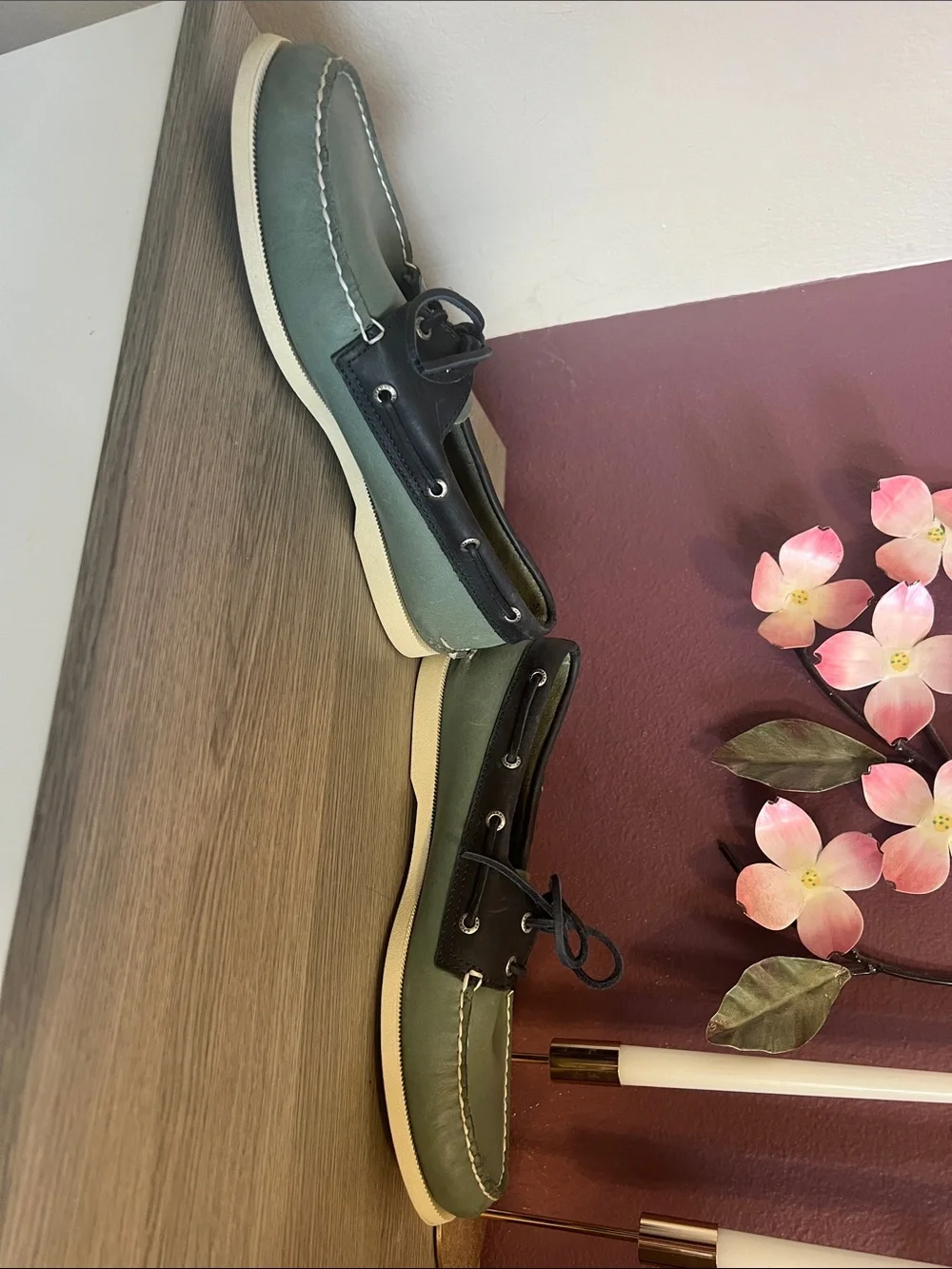 Sperry Two-Tone Teal and Navy Leather Boat Shoes